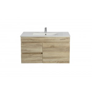 Berge Ensuite White Oak Wall Hung 750 Vanity Cabinet Only